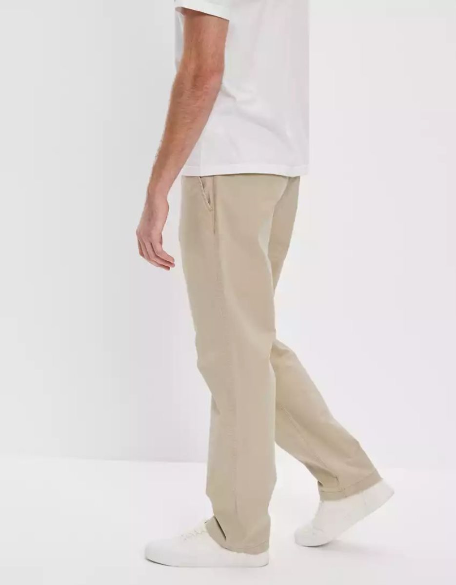 Pantalon American Eagle AE Flex Relaxed Droit Lived-In Khaki Kaki Clair Homme | OQM-31055725